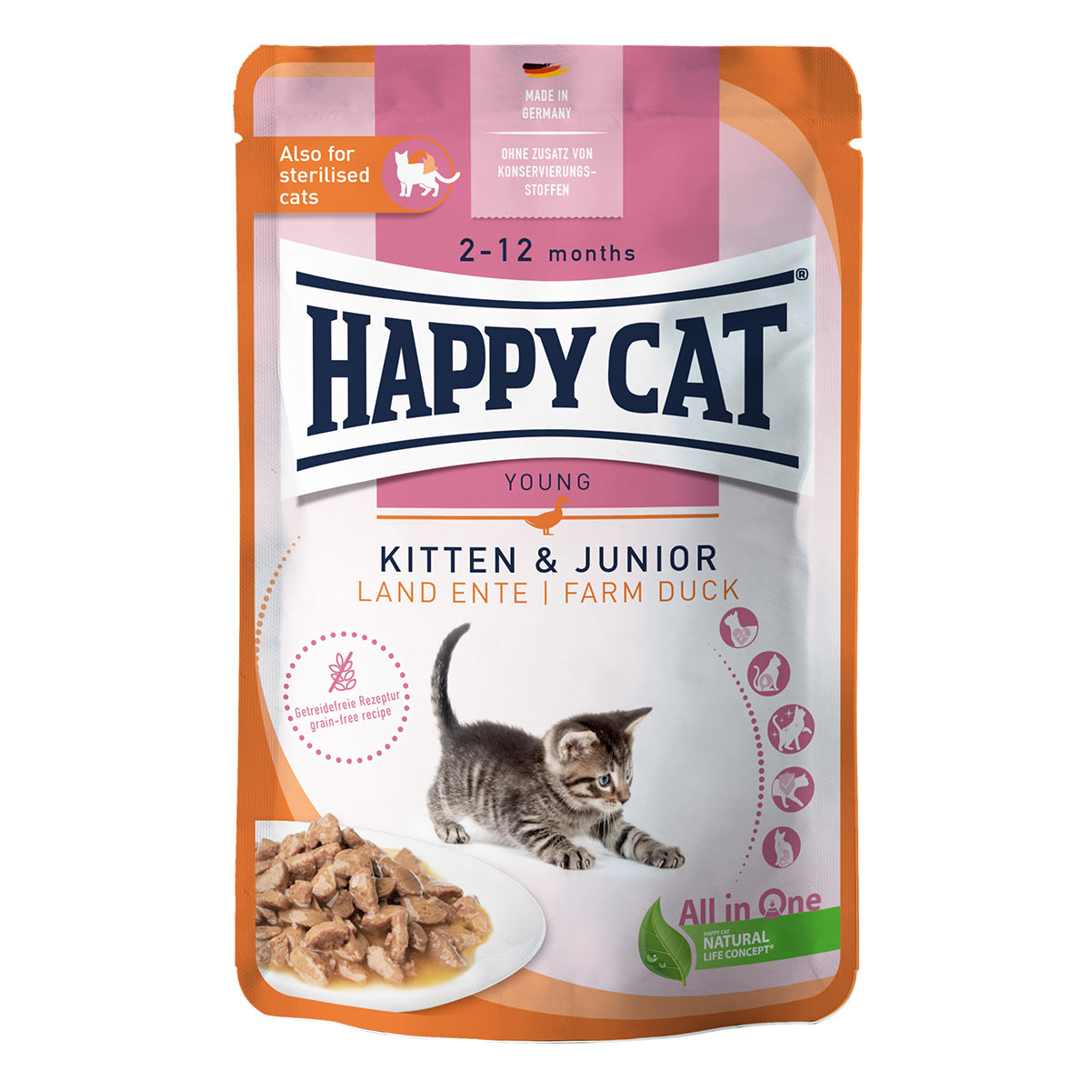 Happy Cat Tray Kitten & Junior Land Geflügel 12x85g