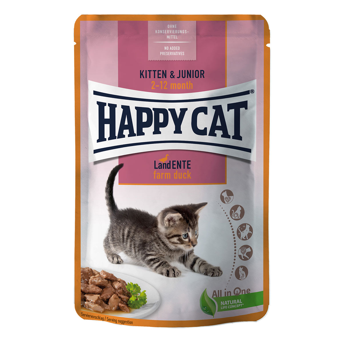Happy Cat Kitten & Junior venkovská kachna 24 × 85 g