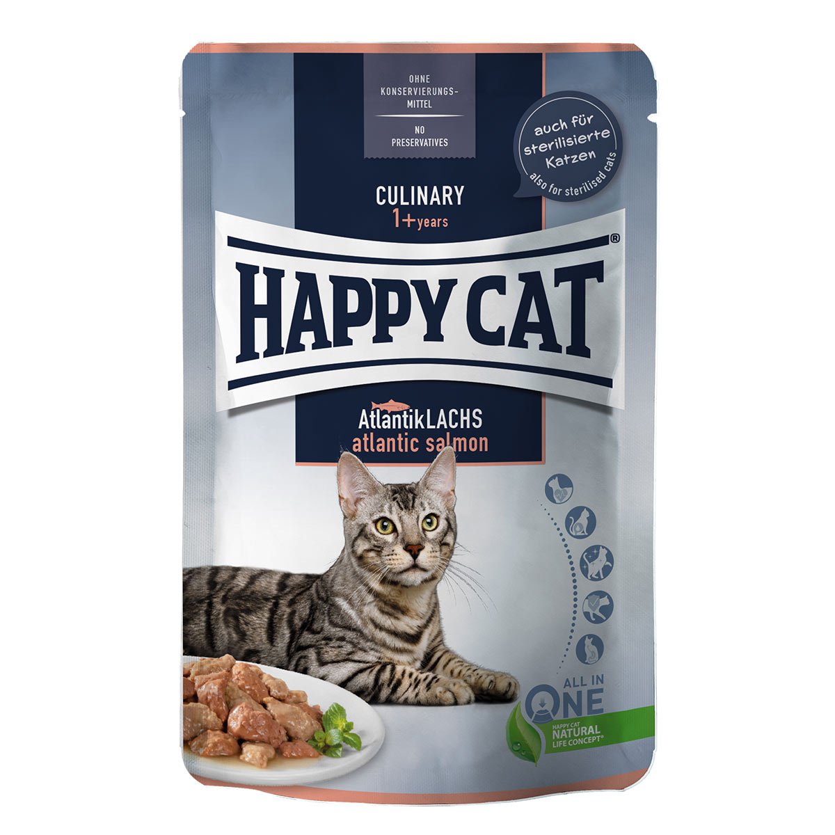 Levně Happy Cat Culinary Meat in Sauce atlantský losos v kapsičce 24 × 85 g