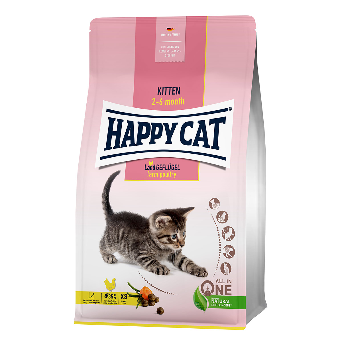 Happy Cat Young Kitten Land Geflügel 4×1,3kg