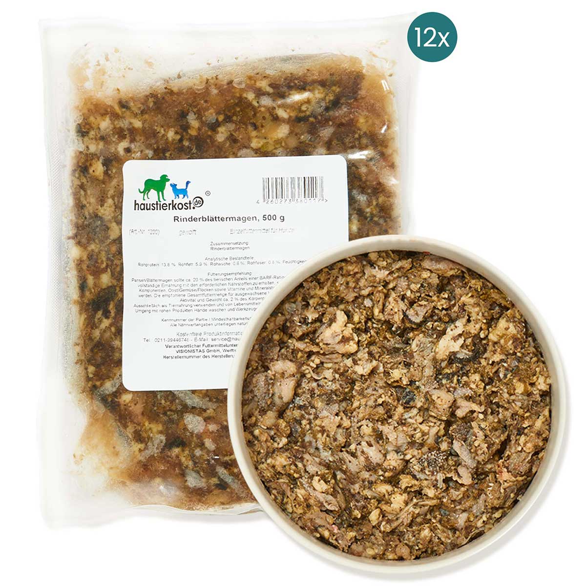 Haustierkost Rinderblättermagen 12x500 g