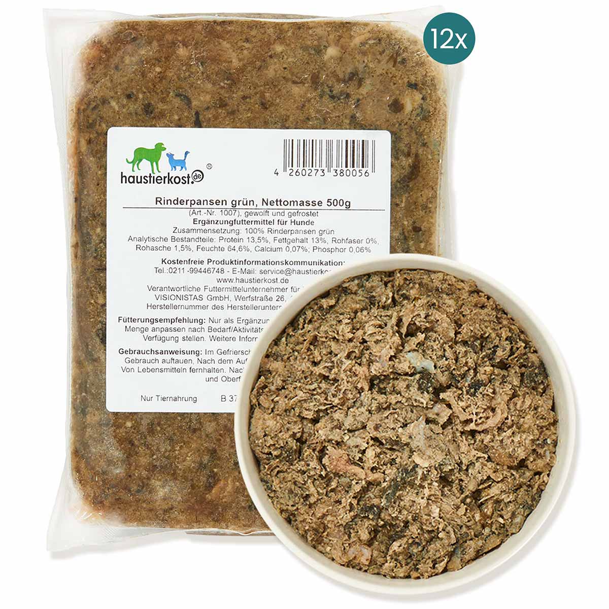 Haustierkost Rinderpansen grün 12x500 g