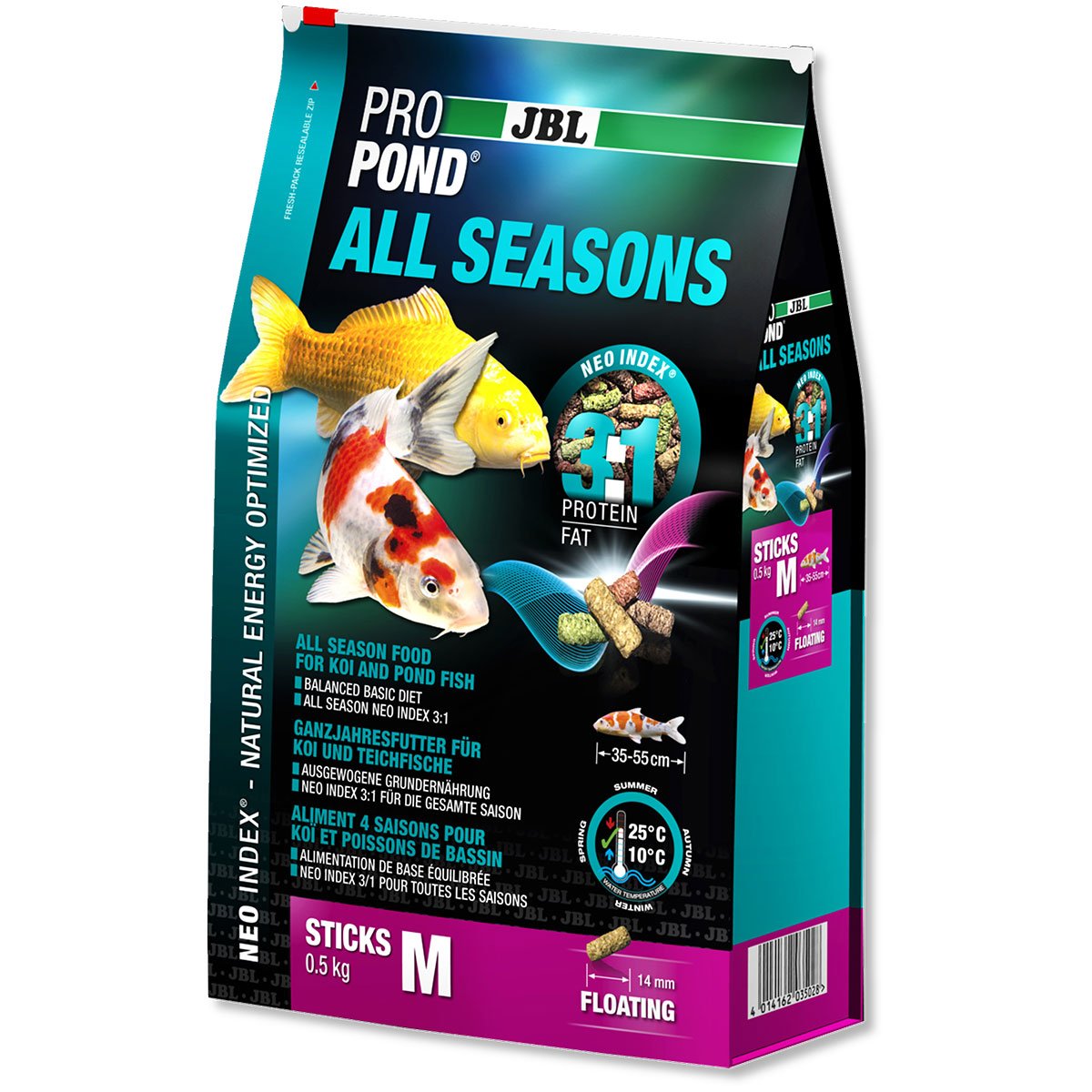 JBL ProPond All Seasons, celoroční krmivo pro kapry koi a sladkovodní ryby M 4,3 kg