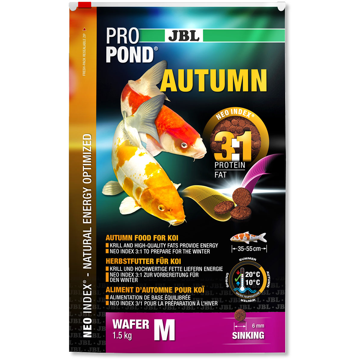 JBL ProPond Autumn, podzimní krmivo pro kapry koi M 1,5 kg