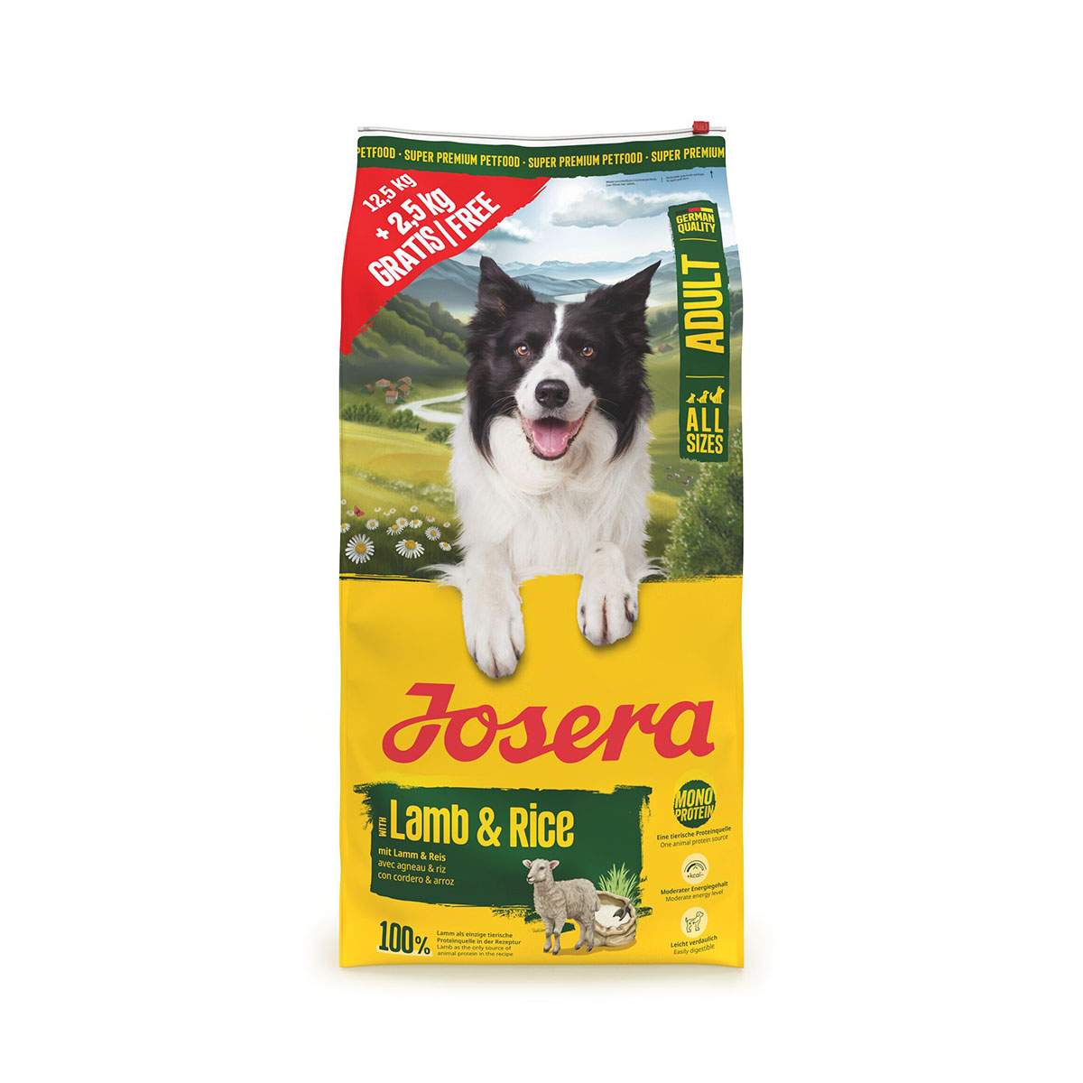 Josera All Sizes Adult Lamb & Rice 12,5 kg + 2,5 kg Josera All Sizes Adult Lamb & Rice 12,5 kg + 2,5 kg