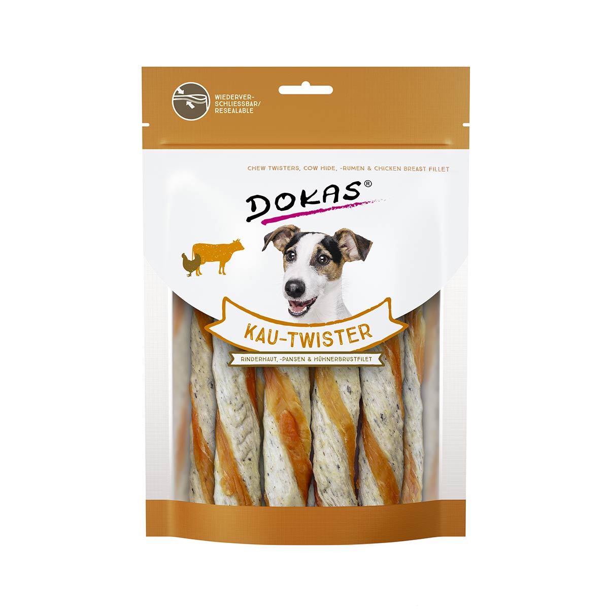 Dokas Kau-Twister Rinderhaut, Pansen & Hühnerbrustfilet 9x200g