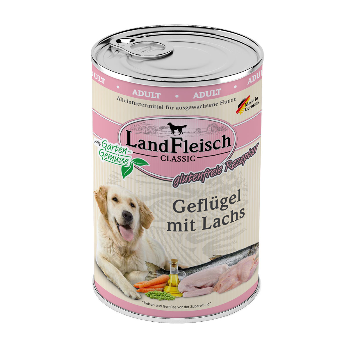 Levně LandFleisch Dog Classic drůbeží maso s lososem 6 × 400 g