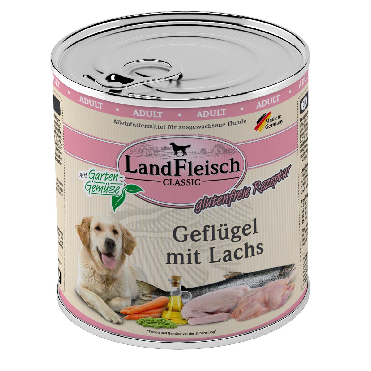 Levně LandFleisch Dog Classic drůbeží maso s lososem 6 × 800 g