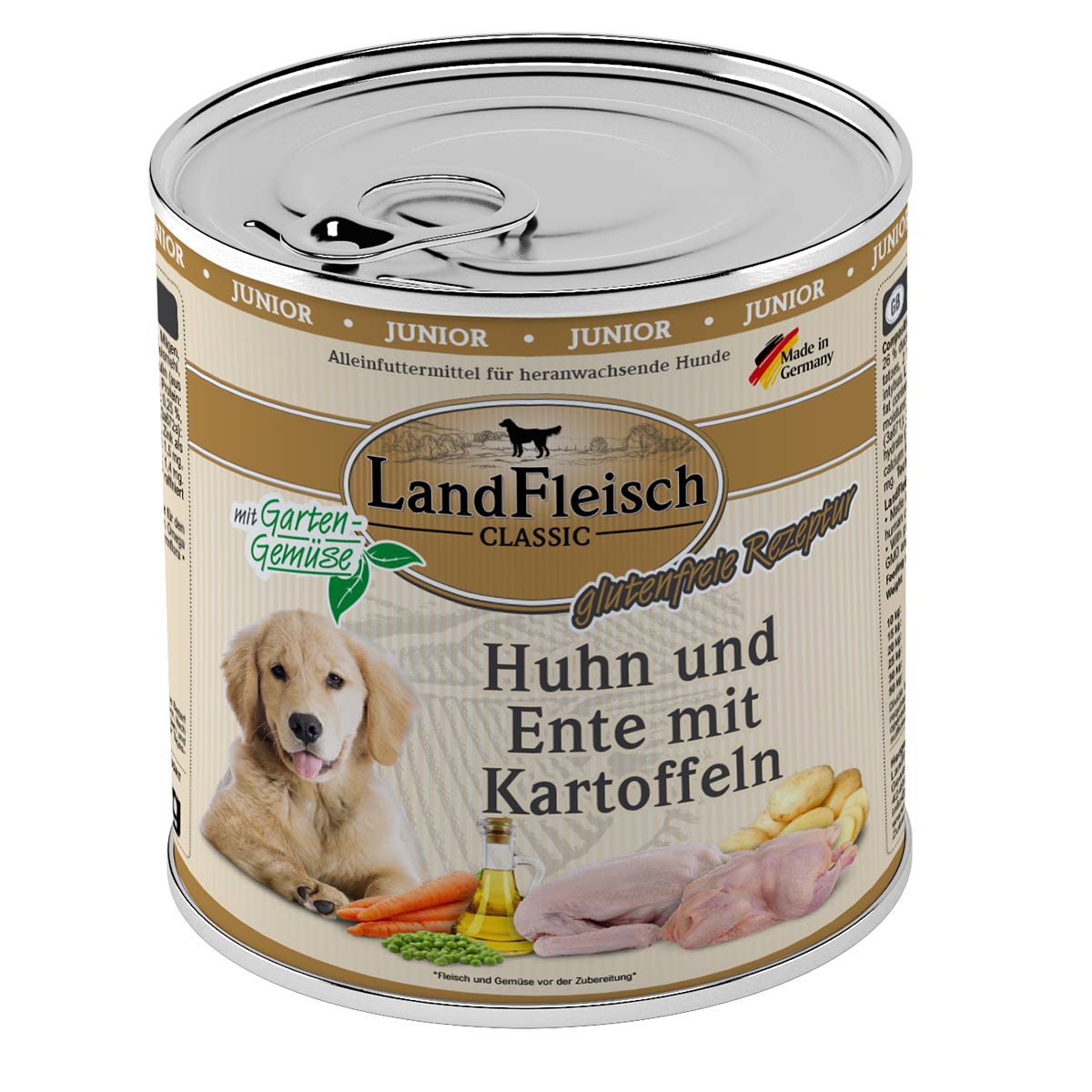 Levně LandFleisch Dog Classic Junior kuřecí, kachna a brambory 6 × 800 g