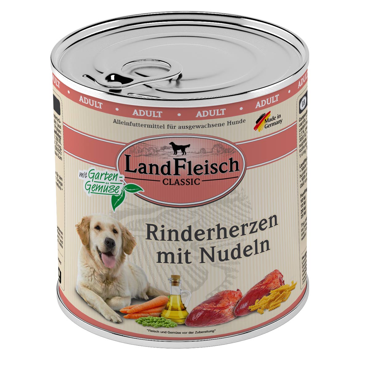 Levně LandFleisch Dog Classic hovězí srdce s nudlemi 6 × 800 g