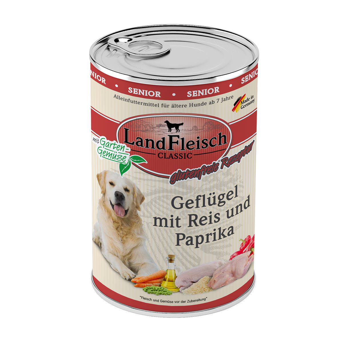 Levně LandFleisch Dog Classic Senior drůbež s rýží a paprikou 6 × 400 g