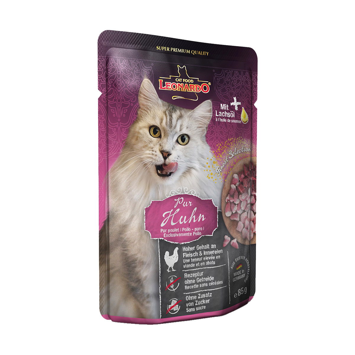Leonardo Finest Selection čisté kuřecí s lososovým olejem 32 × 85 g