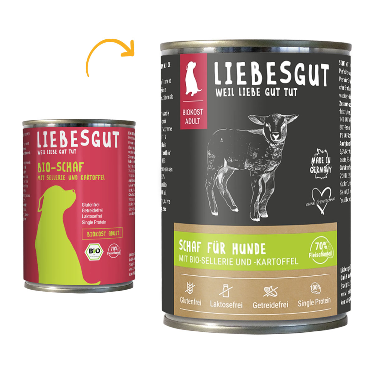 Liebesgut Biokost Adult Hund se skopovým masem, celerem a bramborami 6 × 400 g