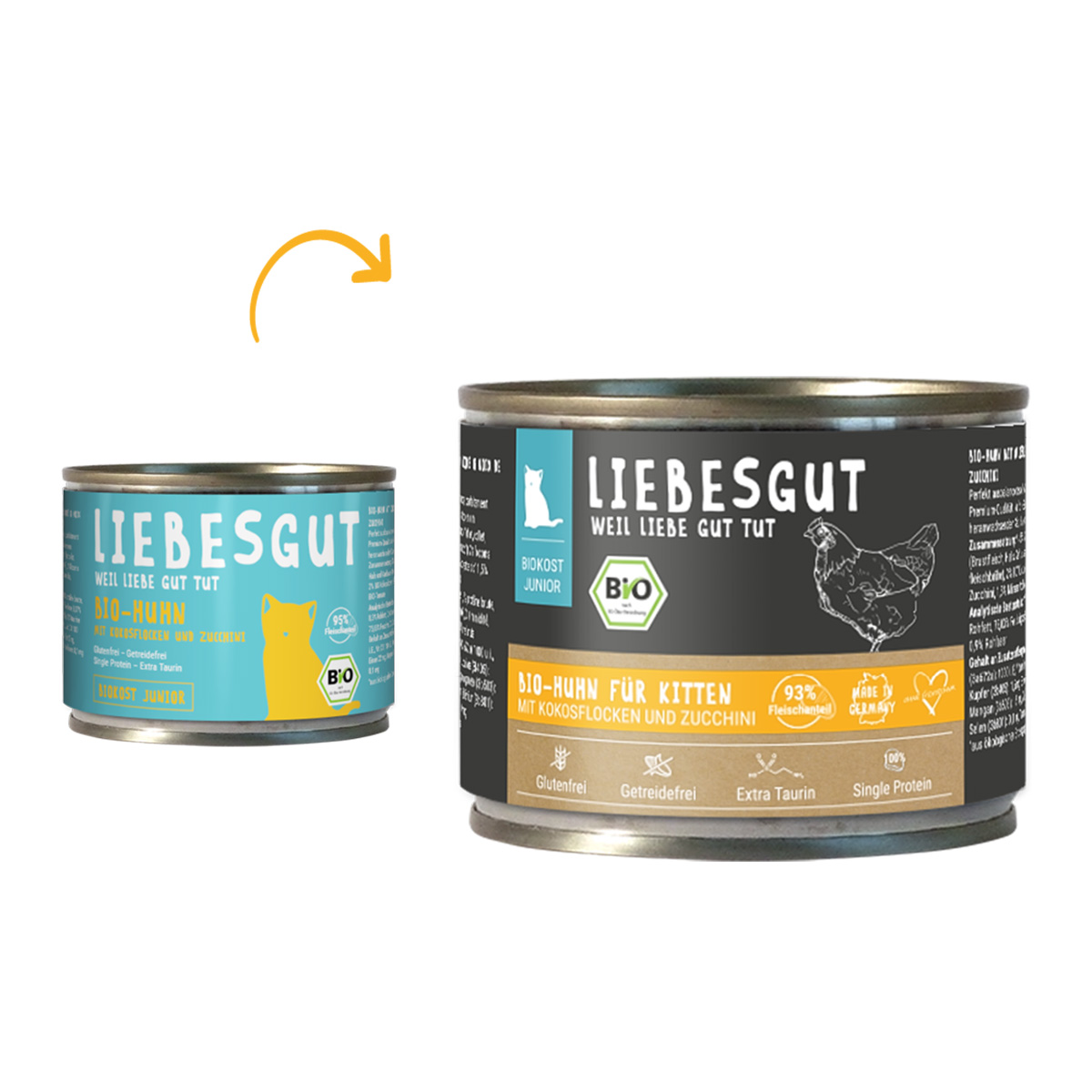 Liebesgut Biokost Junior s kuřecím masem, kokosem a cuketou 12 × 200 g