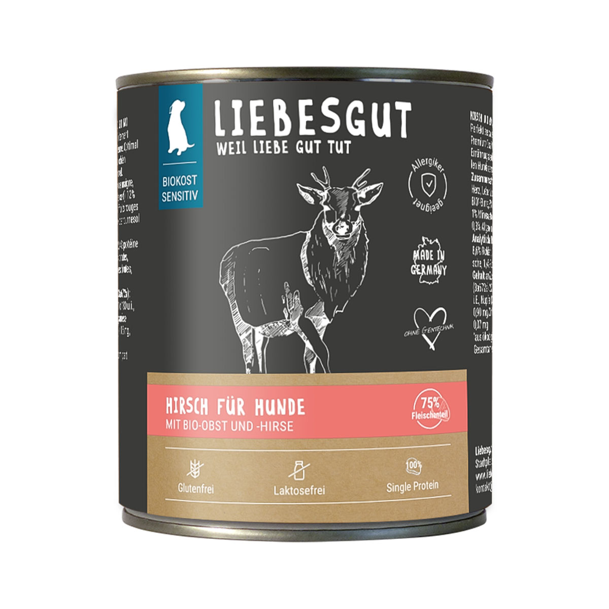 Liebesgut jelení maso s ovocem a jáhlami v bio kvalitě 6 × 800 g