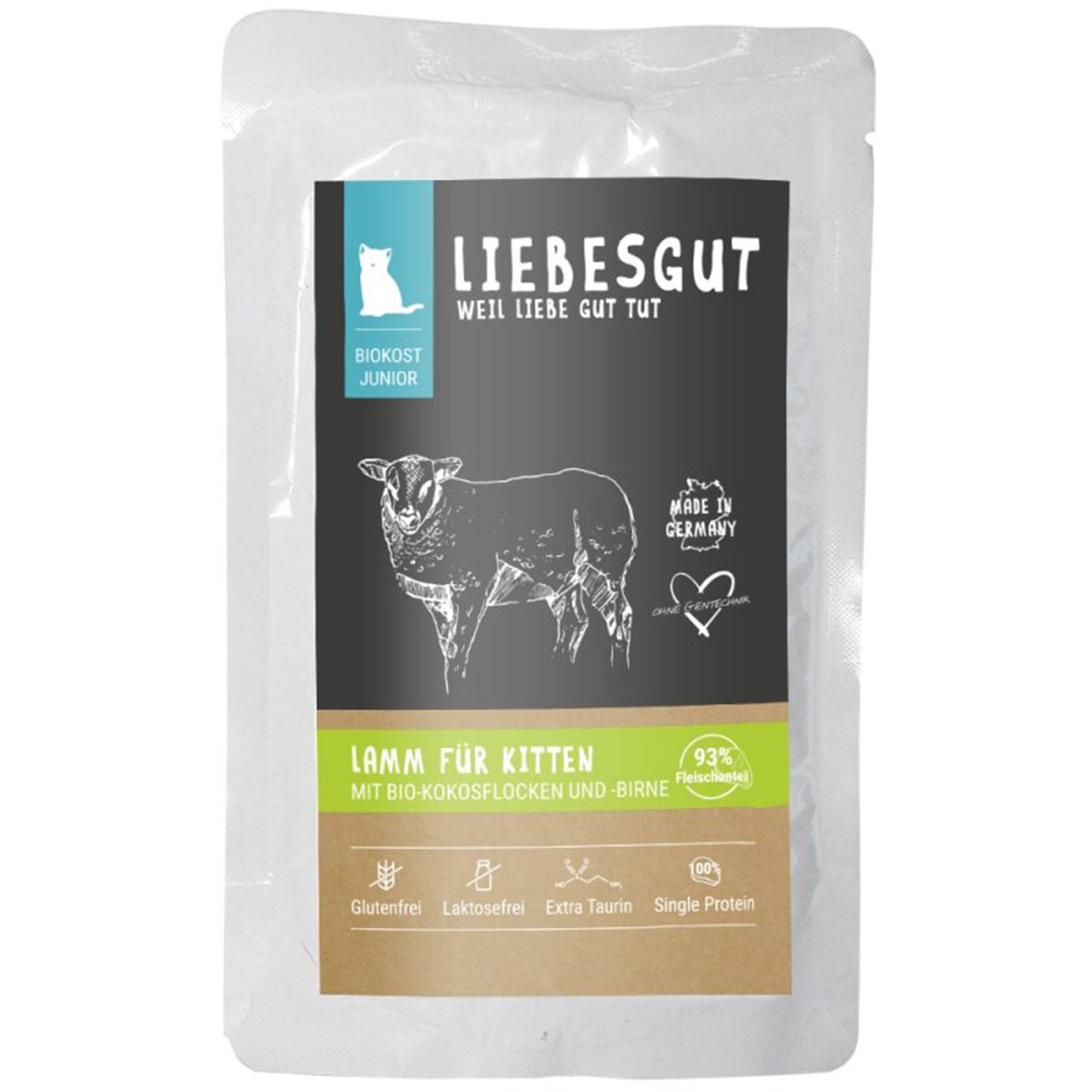 Liebesgut Biokost Junior s jehněčím masem, kokosem a hruškami 12 × 100 g