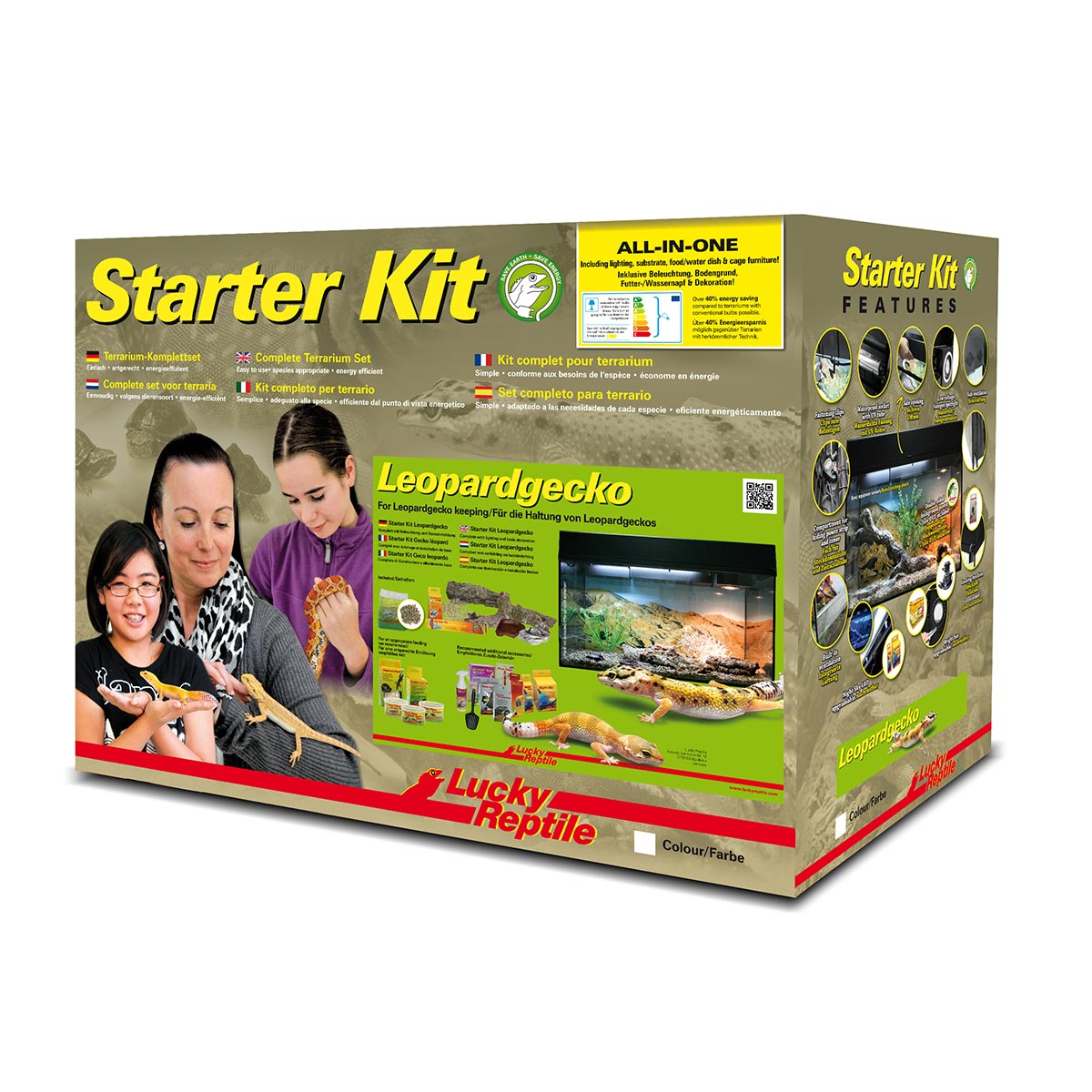 Lucky Reptile Terrarium Starter Kit 80 cm Leopardgecko schwarz