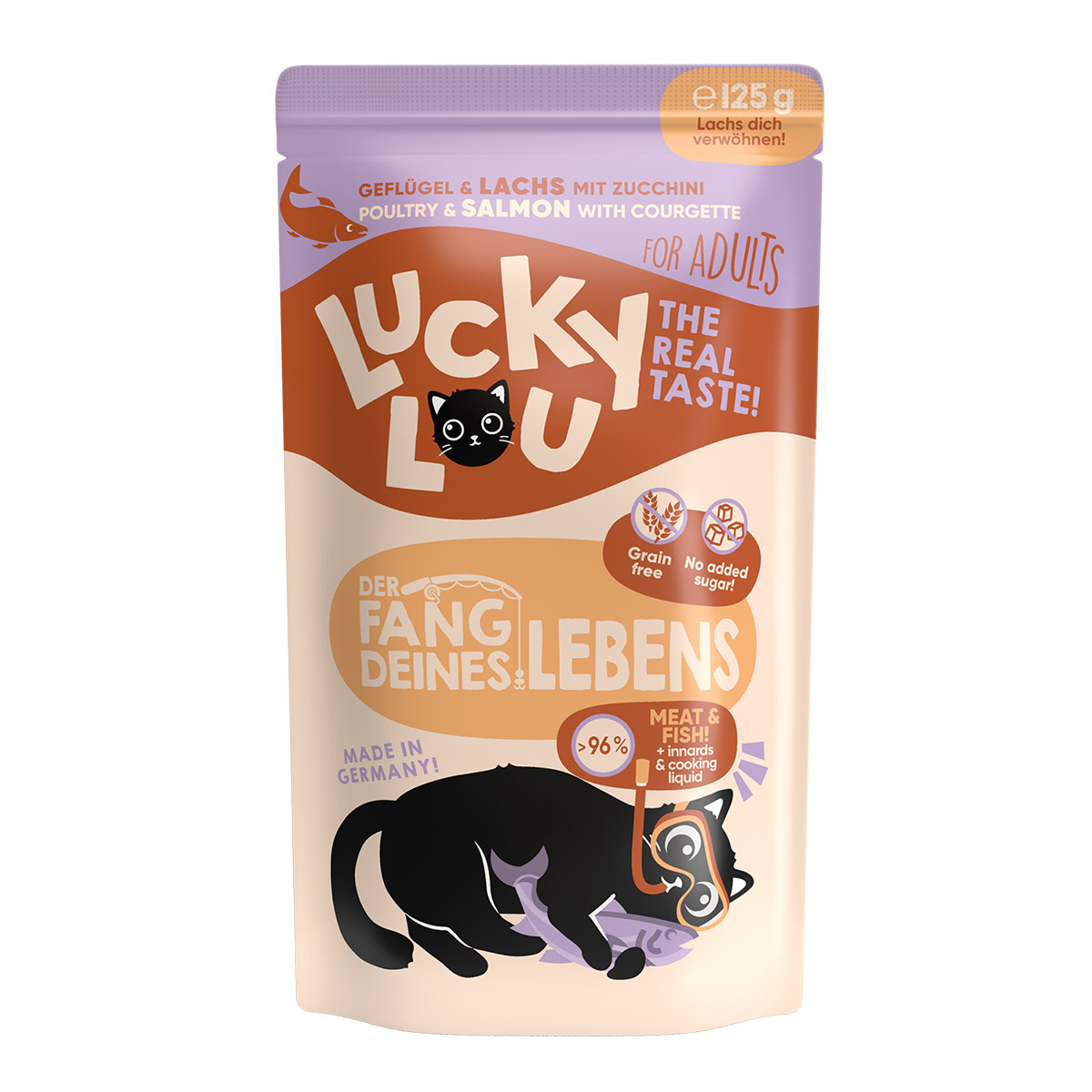 Lucky Lou Lifestage Adult drůbež a losos 16 × 125 g