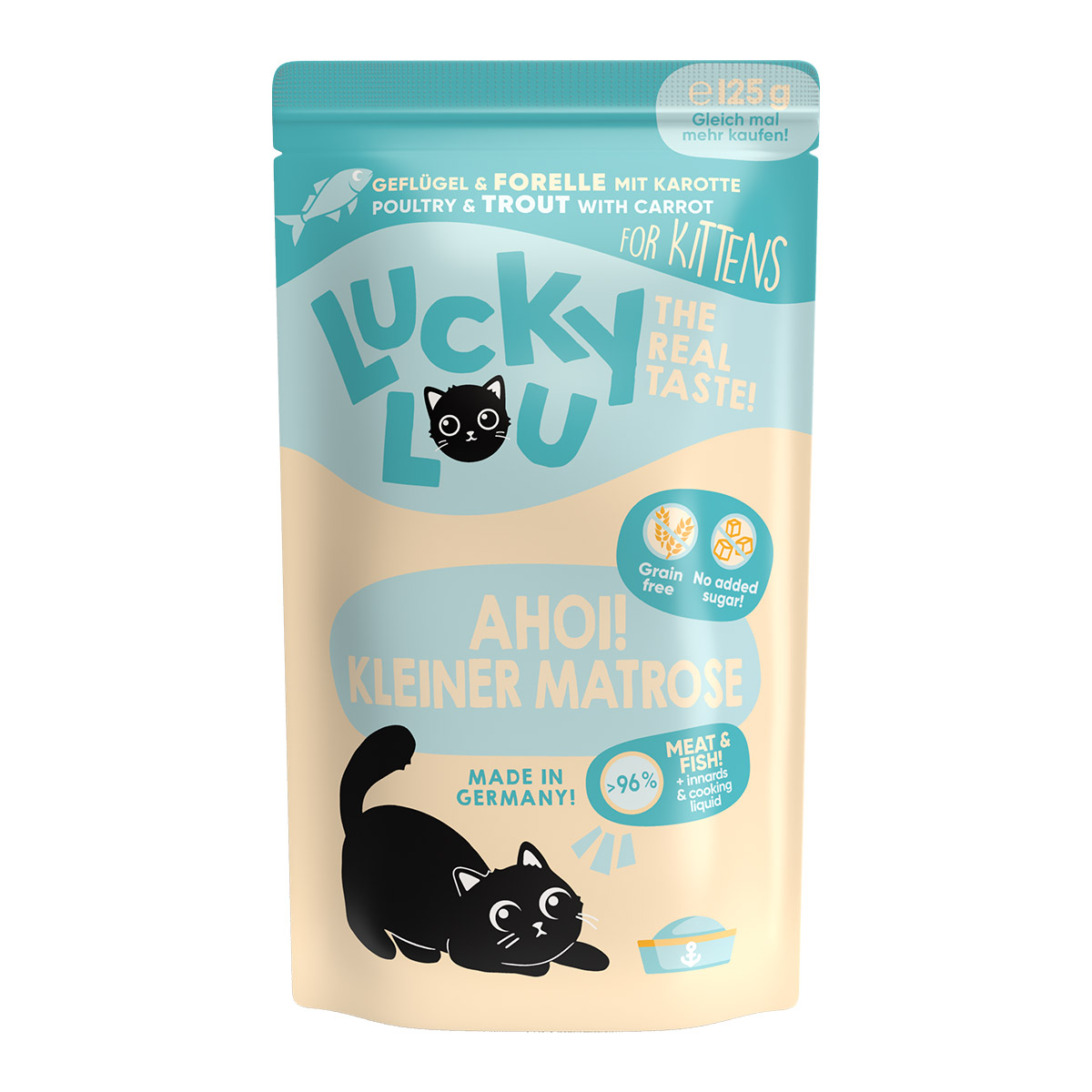 Lucky Lou Lifestage Kitten drůbež a pstruh 16 × 125 g