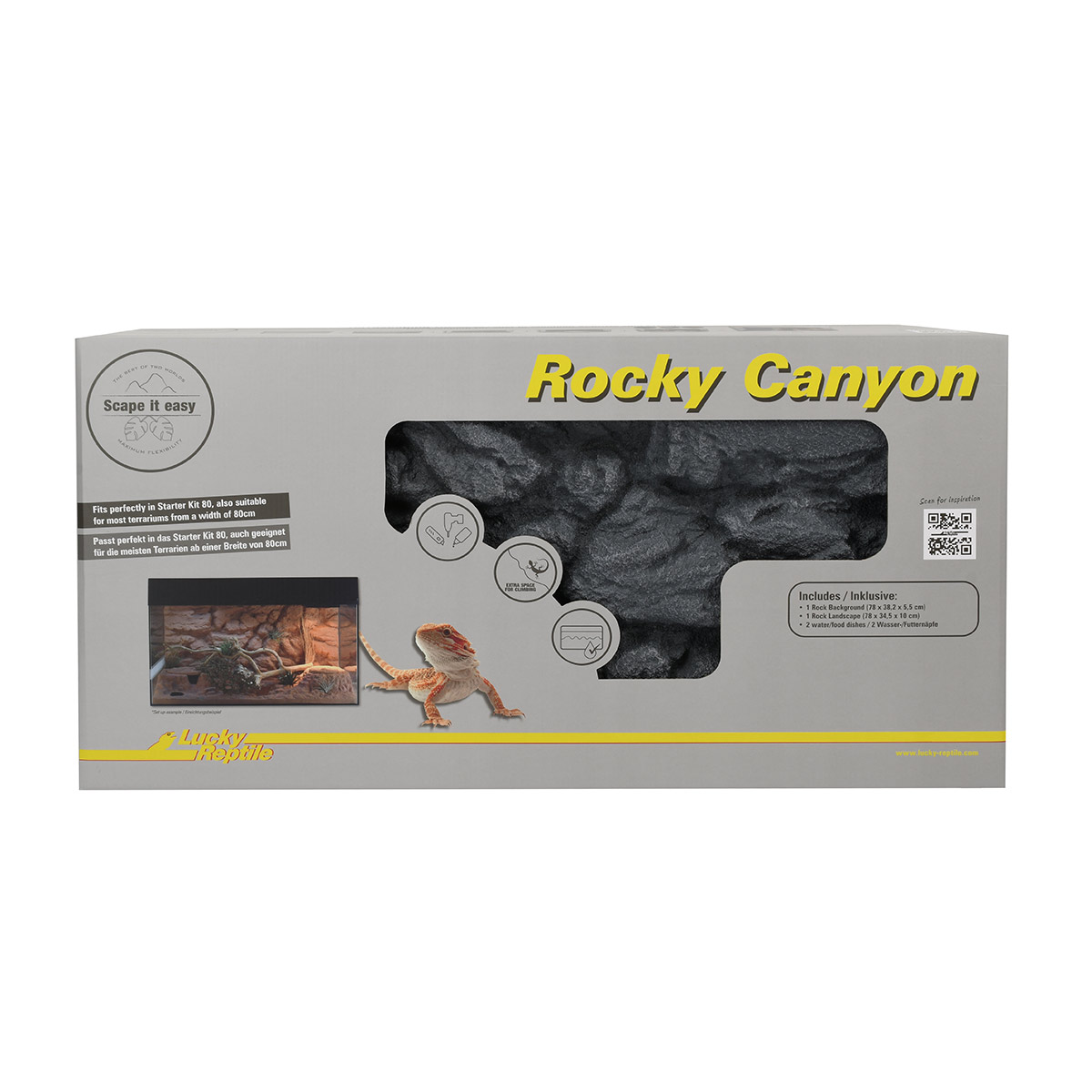 Lucky Reptile Rocky Canyon Basalt Grey 78x38x38cm