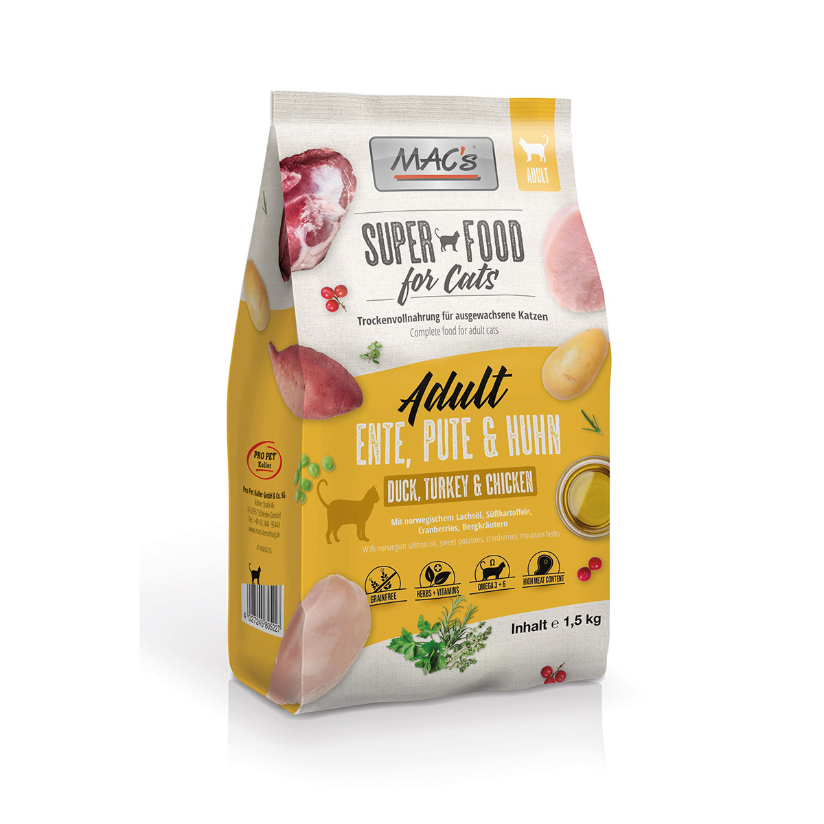 MAC’s Cat Adult Ente, Pute & Huhn 1,5kg