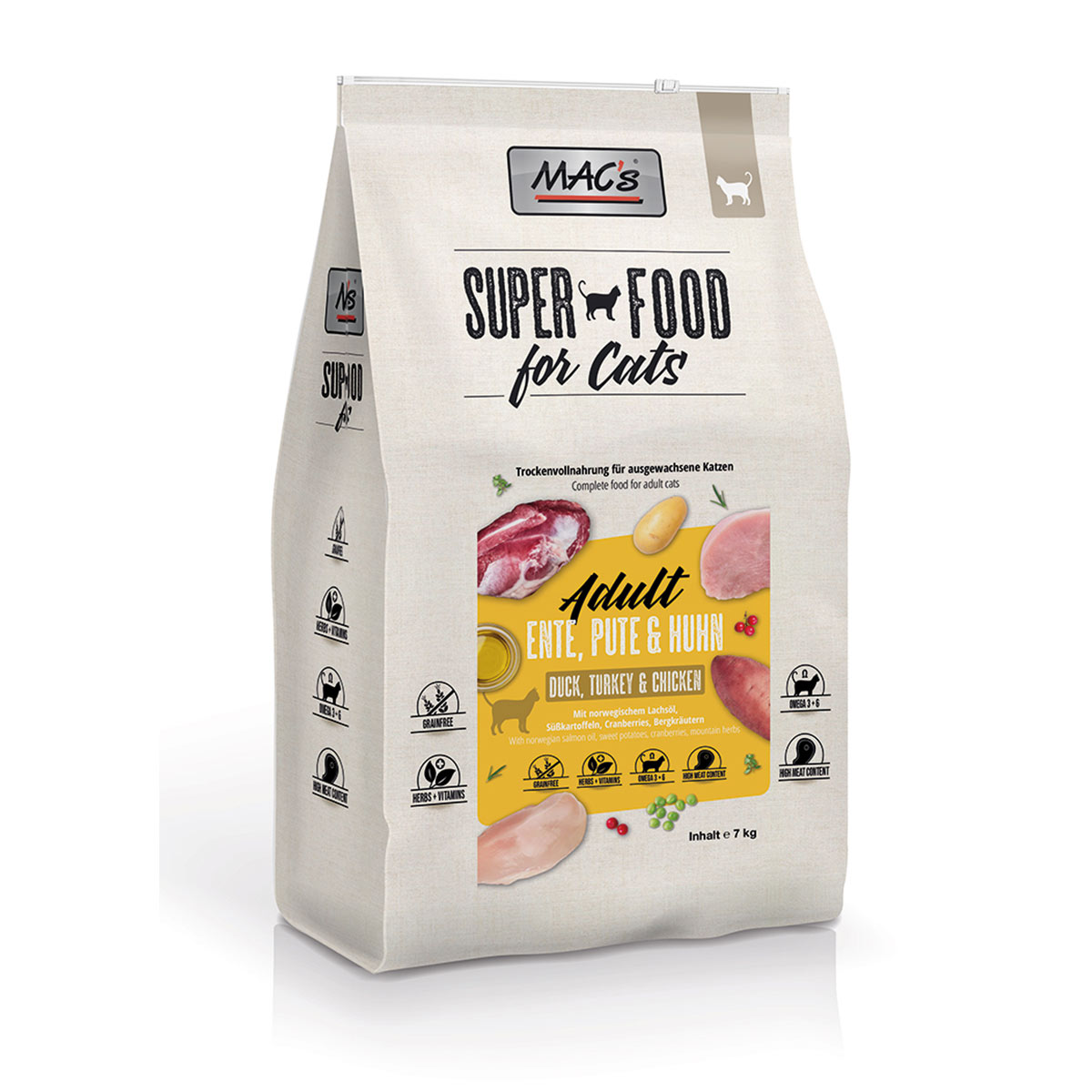 Levně MAC's Cat Adult kachna, krůta a kuře 2× 7 kg