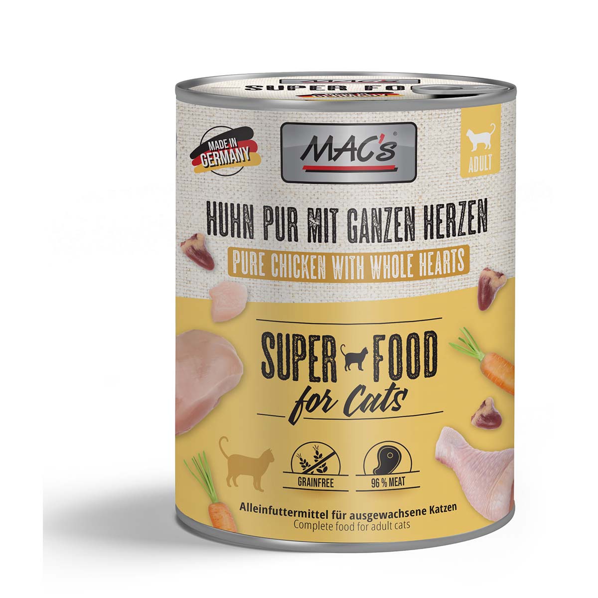 MAC’s Cat Fleischmenü Huhn pur mit ganzen Geflügelherzen 6x800g MAC’s Cat Fleischmenü Huhn pur mit ganzen Geflügelherzen 6x800g