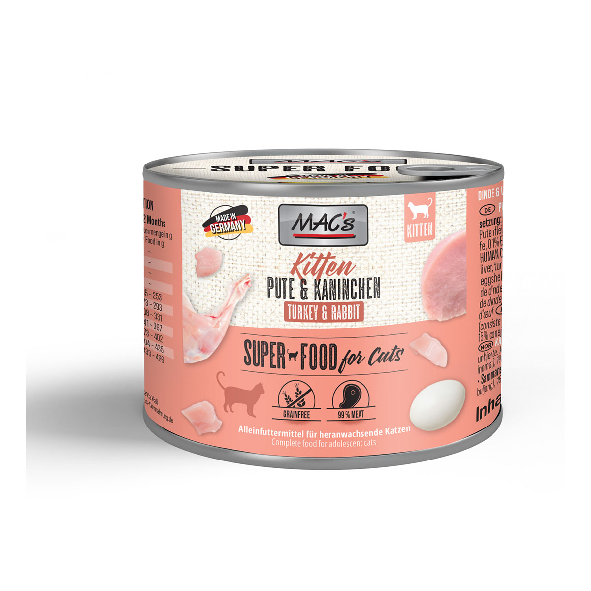 Levně MAC‘s CAT Kitten, Krůtí maso a králík 12× 200 g