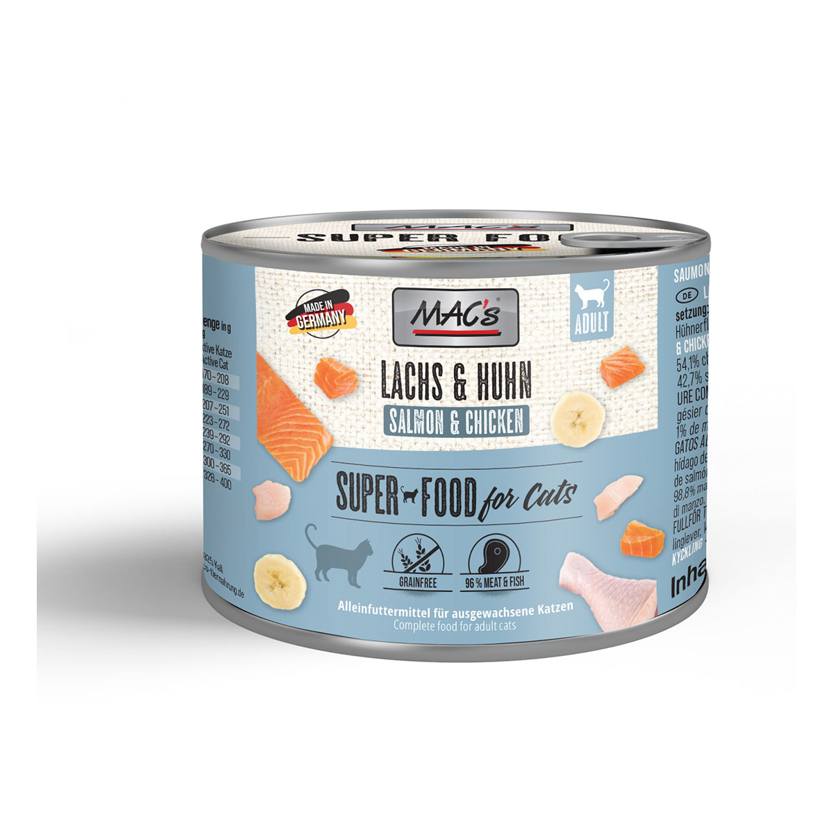MAC’s Cat Fleischmenü Lachs und Hühnchen 12x200g MAC’s Cat Fleischmenü Lachs und Hühnchen 12x200g