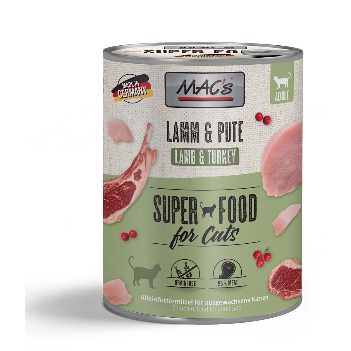 MAC’s Cat Fleischmenü Lamm und Pute 12x800g MAC’s Cat Fleischmenü Lamm und Pute 12x800g