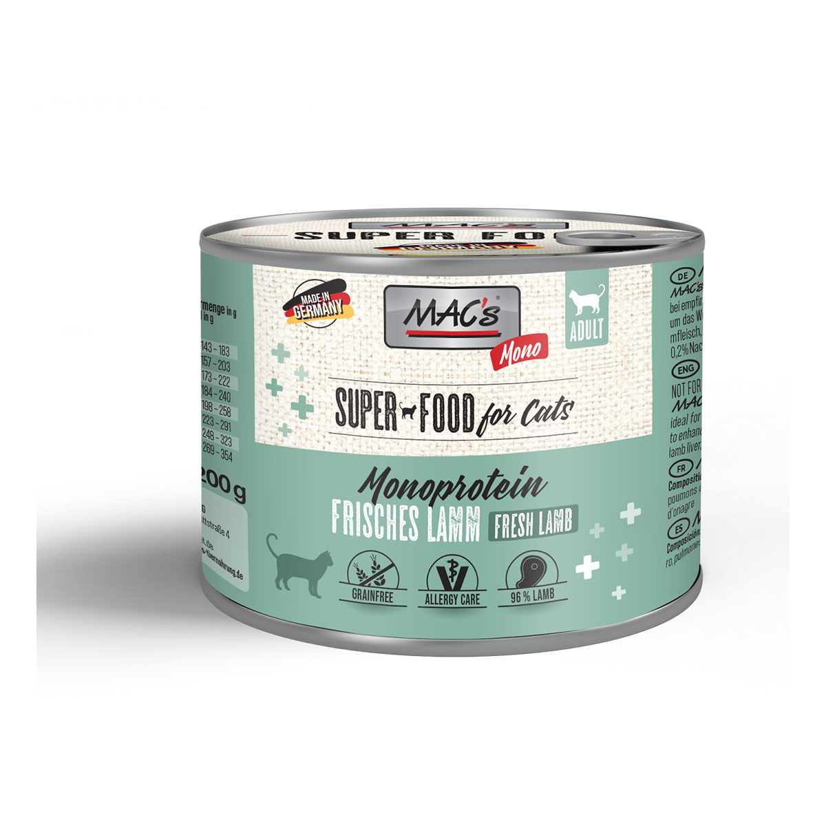 MAC’s Cat Mono sensitive Lamm 6x200g MAC’s Cat Mono sensitive Lamm 6x200g