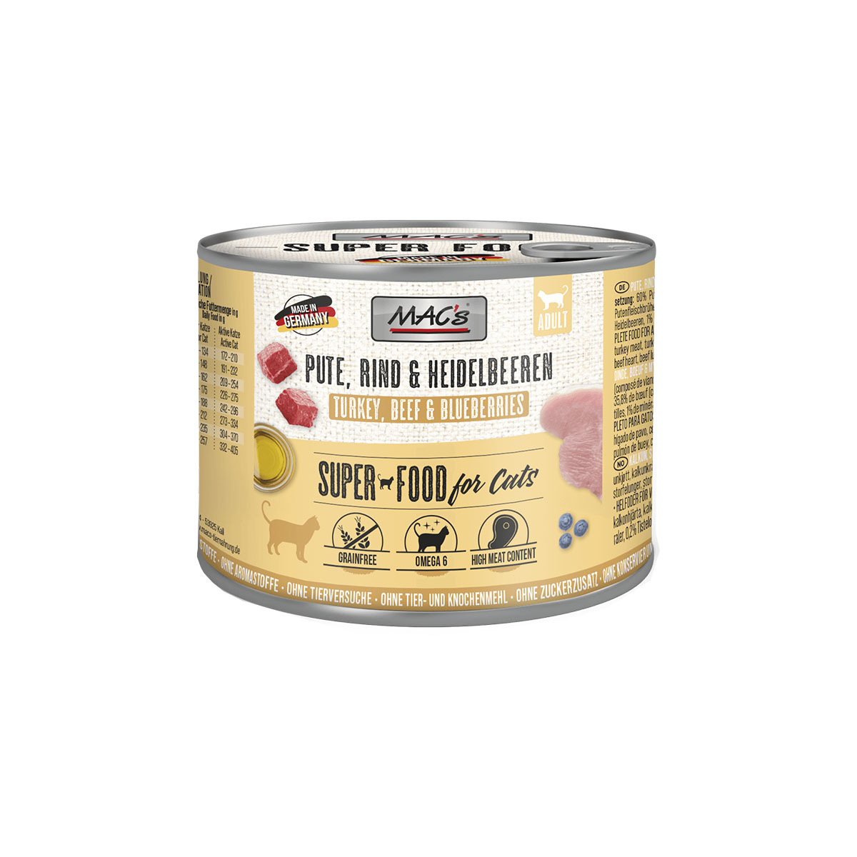 MAC's Cat Fleischmenü Pute, Rind und Heidelbeeren