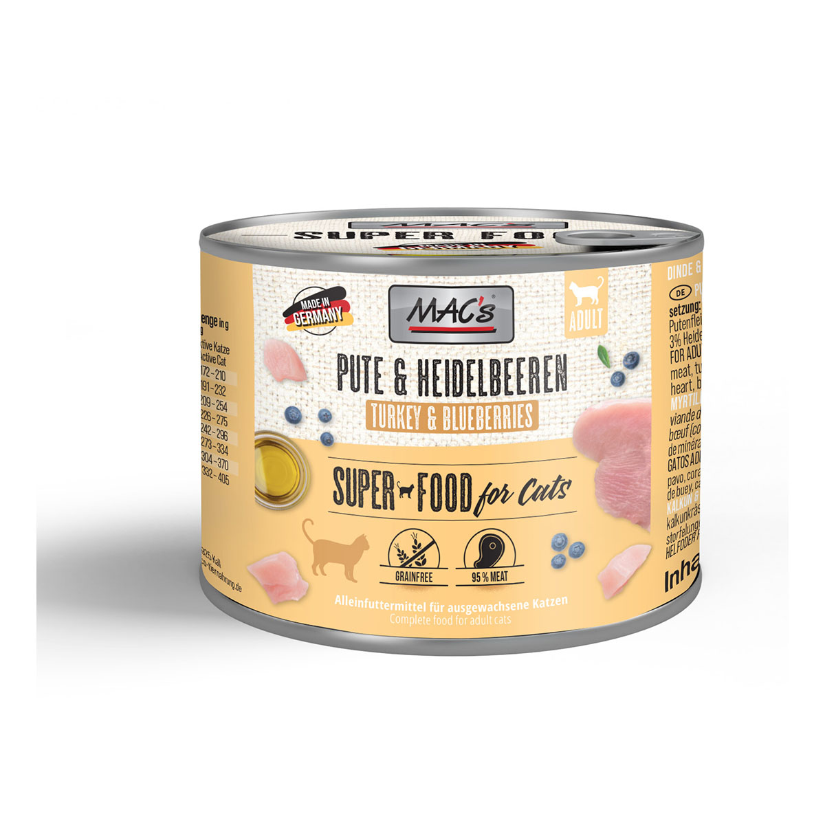 MAC’s Cat Fleischmenü Pute und Heidelbeeren 6x200g MAC’s Cat Fleischmenü Pute und Heidelbeeren 6x200g