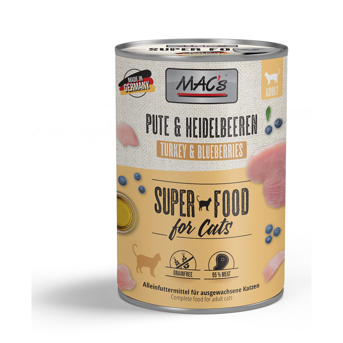 MAC's Cat s masovým menu – krůta a borůvky 12 × 400 g