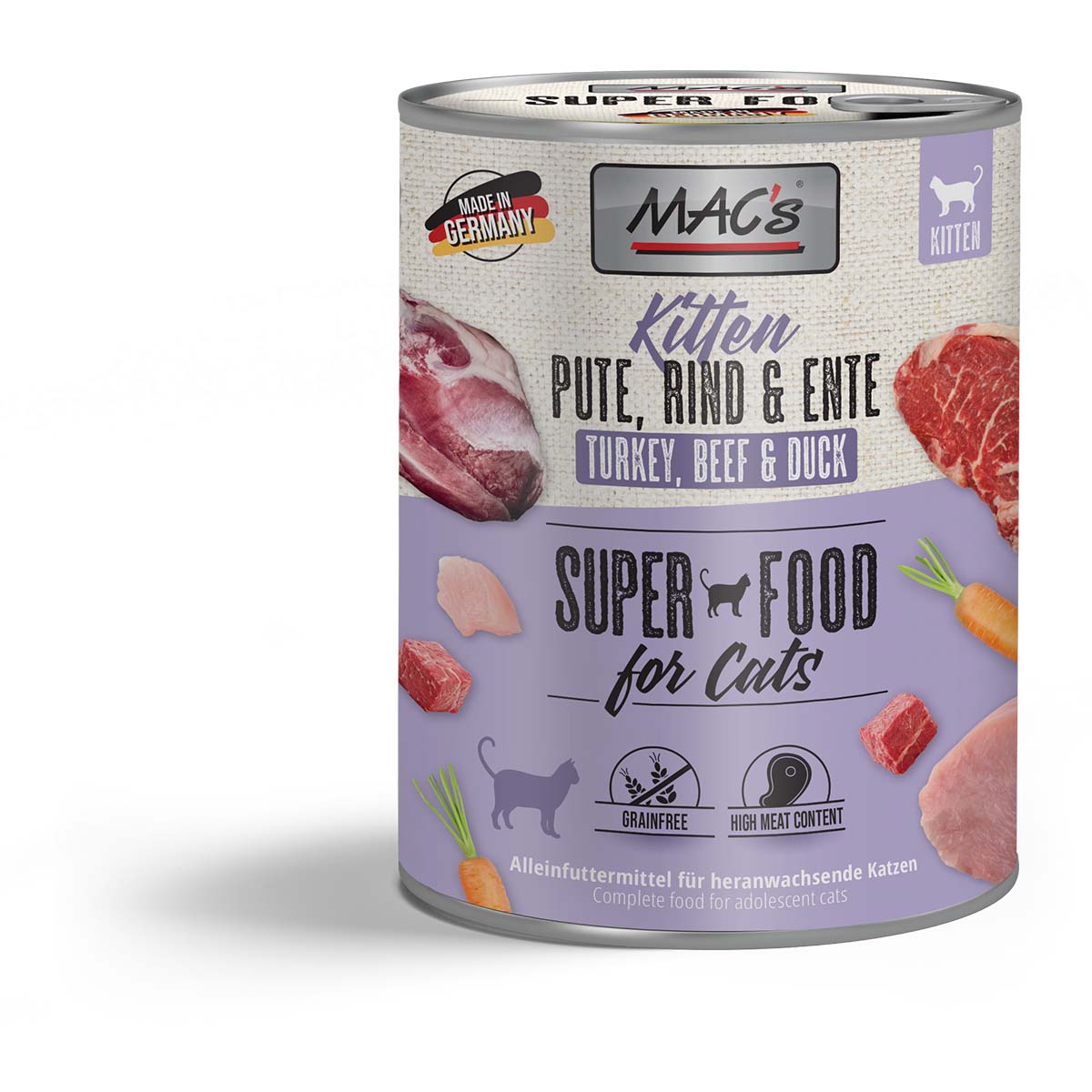MAC's Cat Fleischmenü Kitten Pute, Rind und Ente