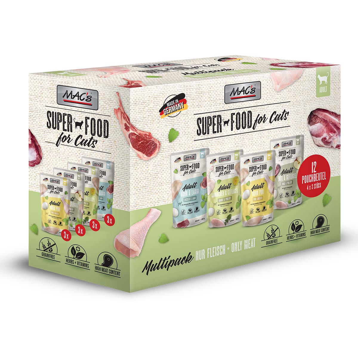 MAC's Cat multipack obsahující jen maso 12 x 100 g