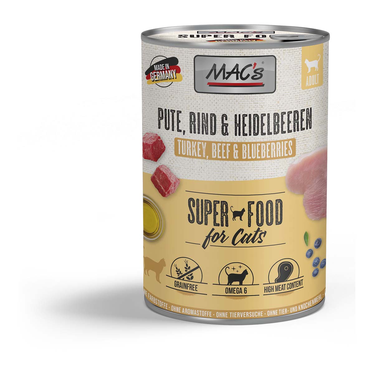 MAC's Cat Fleischmenü Pute, Rind und Heidelbeeren