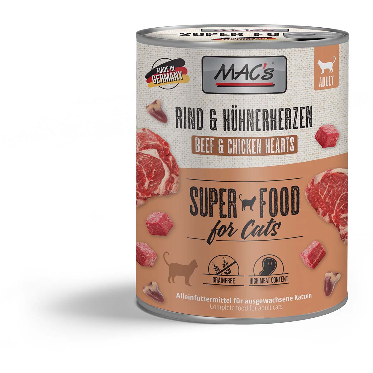 MAC's Cat Fleischmenü Rind und Hühnerherzen