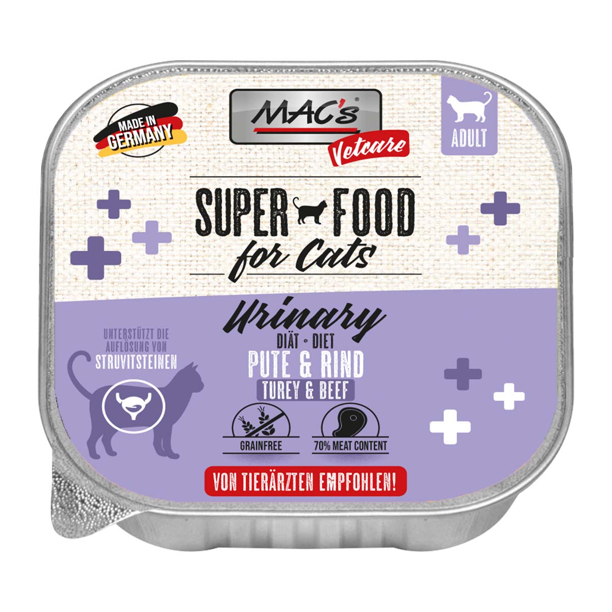 MAC's CAT Vetcare Urinary krůtí a hovězí maso 16 × 100 g