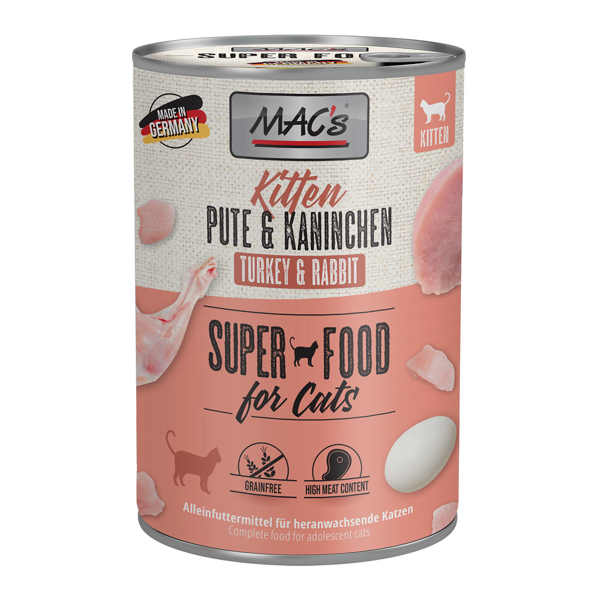 Levně MAC‘s CAT Kitten, krůtí a králičí maso 6 × 400 g