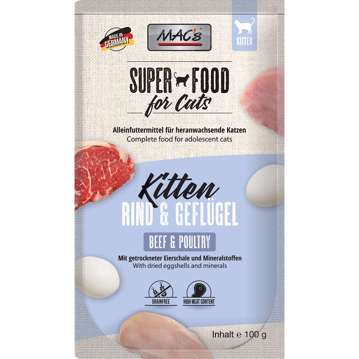 Levně MAC's Cat Kitten kapsička pro koťata, hovězí a drůbeží maso 12× 100 g