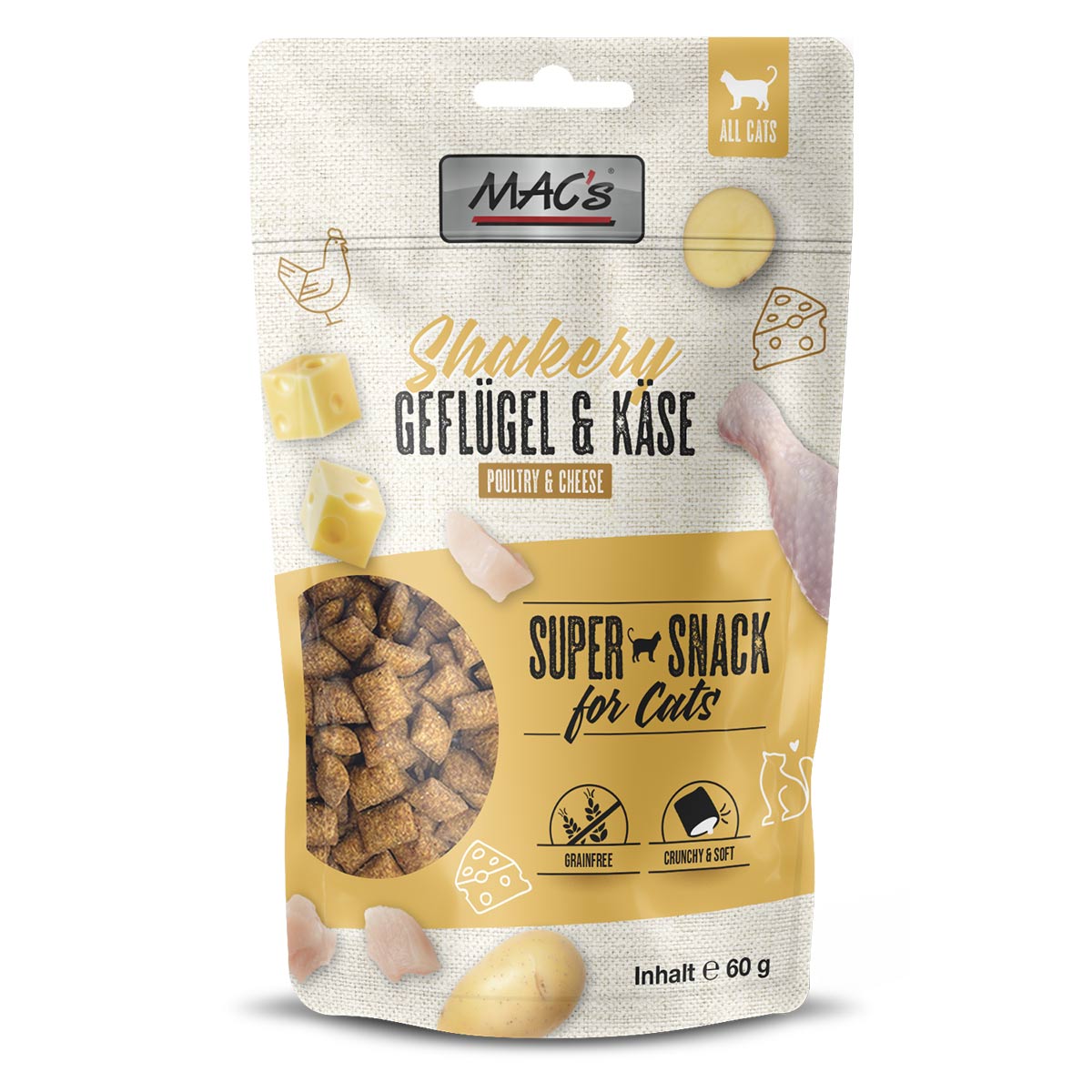 MAC’s Cat Shakery Snacks Geflügel & Käse 3x60g