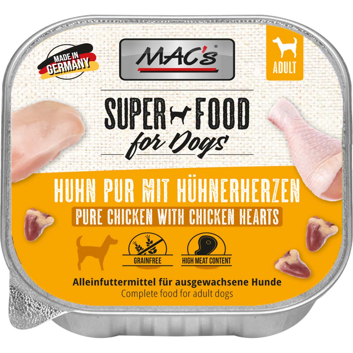 Levně MAC's Dog čisté kuřecí maso s kuřecími srdci 10 × 150 g
