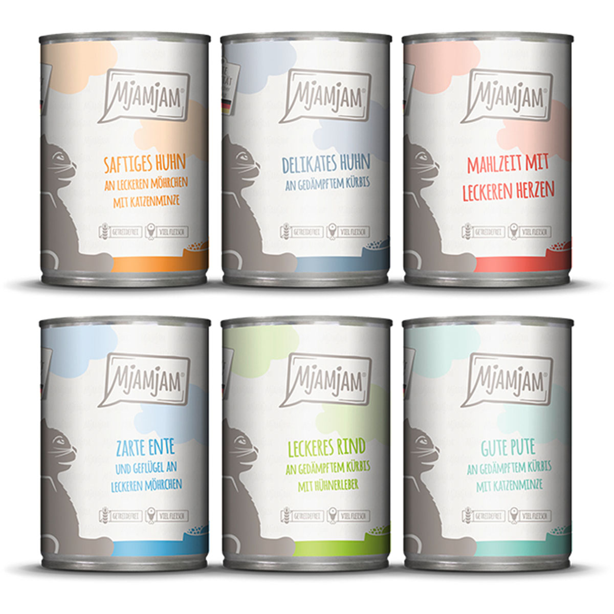 MjAMjAM Mixpaket III zvěřina a králík, krůta, kachna a drůbež, srdce, kuře, hovězí 6 × 400 g 24x400g