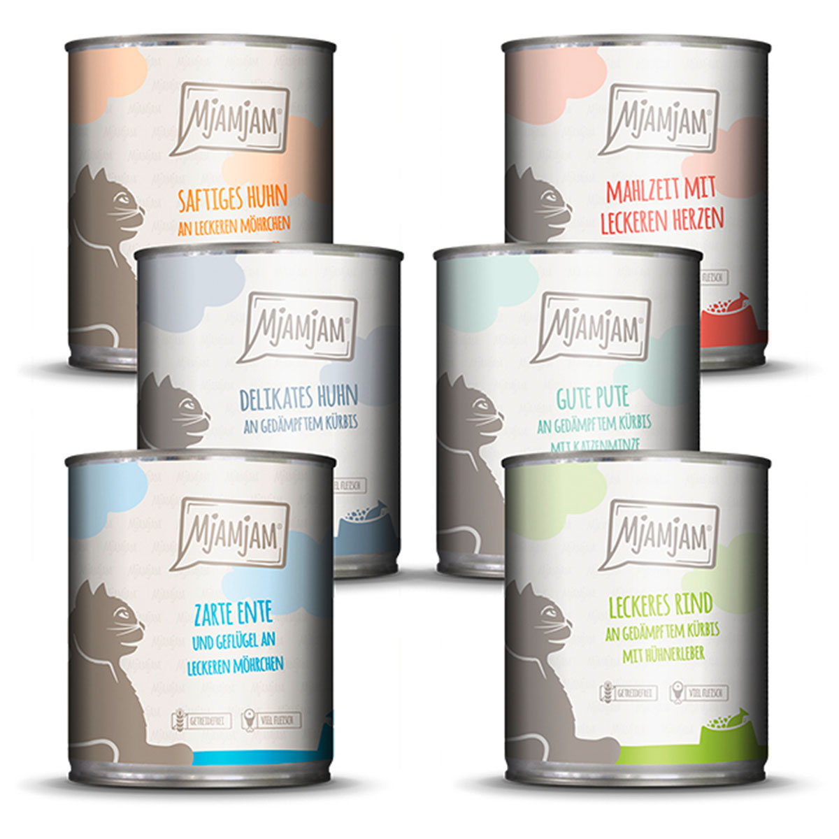 MjAMjAM kombinované balení III zvěřina a králík, krůta, kachna a drůbež, srdce, kuře, hovězí 24 × 800 g