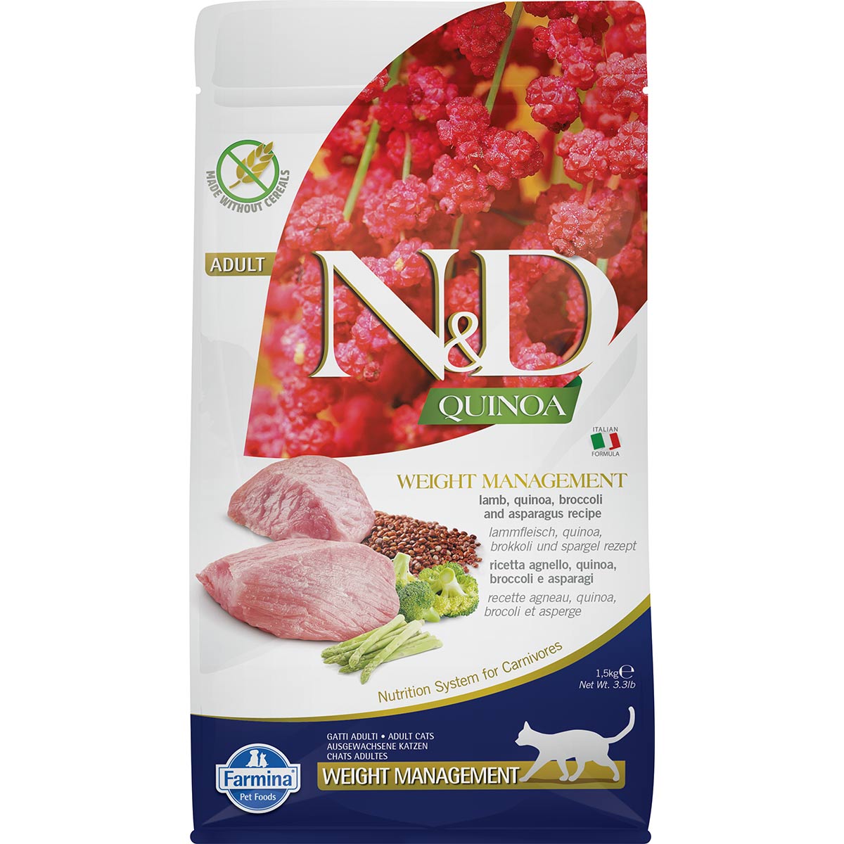 N&D Cat Quinoa Weight Management Lamb 1,5kg (1kg+500g gratis)