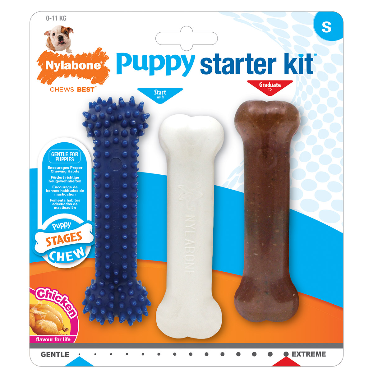 Nylabone Puppy žvýkací kost pro štěňata základní sada s kuřecí příchutí