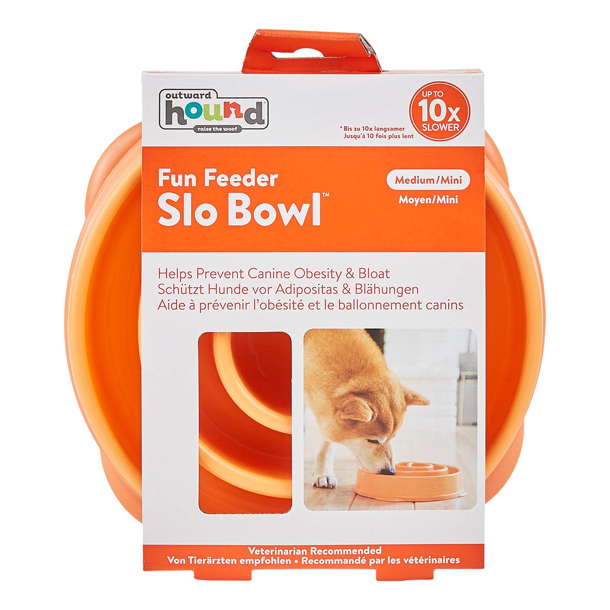 Fun Feeder Slo Bowl Anti Schling Swirl Orange Medium