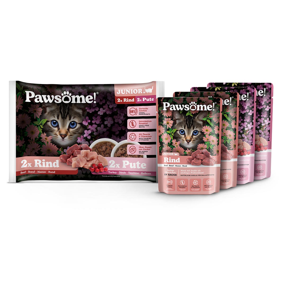 Pawsome Junior Rind &amp; Pute Mixpack 4x85g