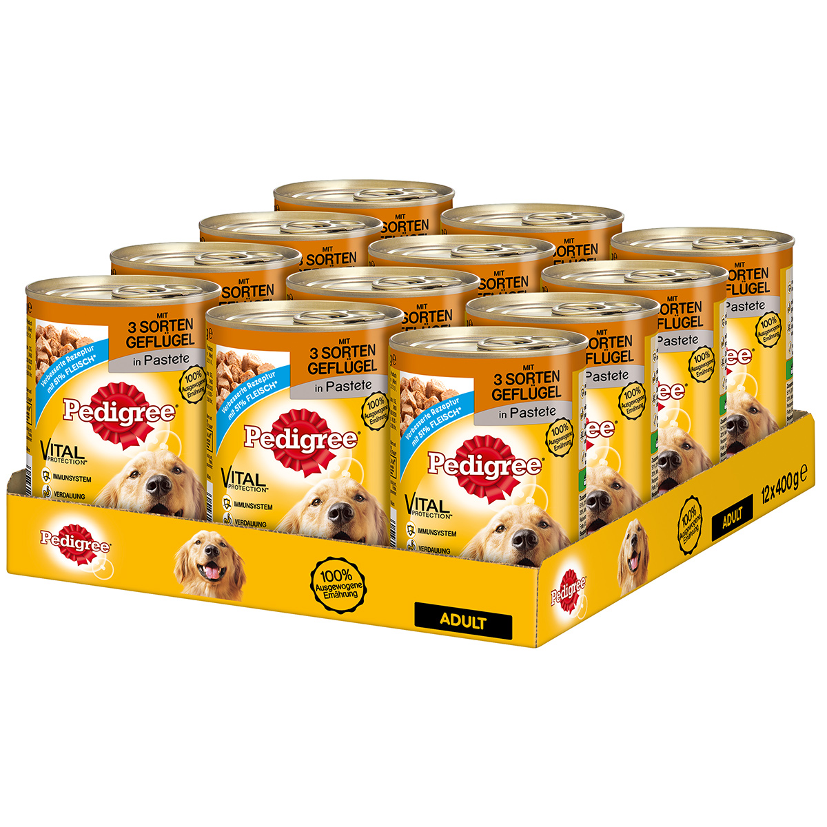 Pedigree se 3 druhy drůbežího masa v paštice 12 × 400 g